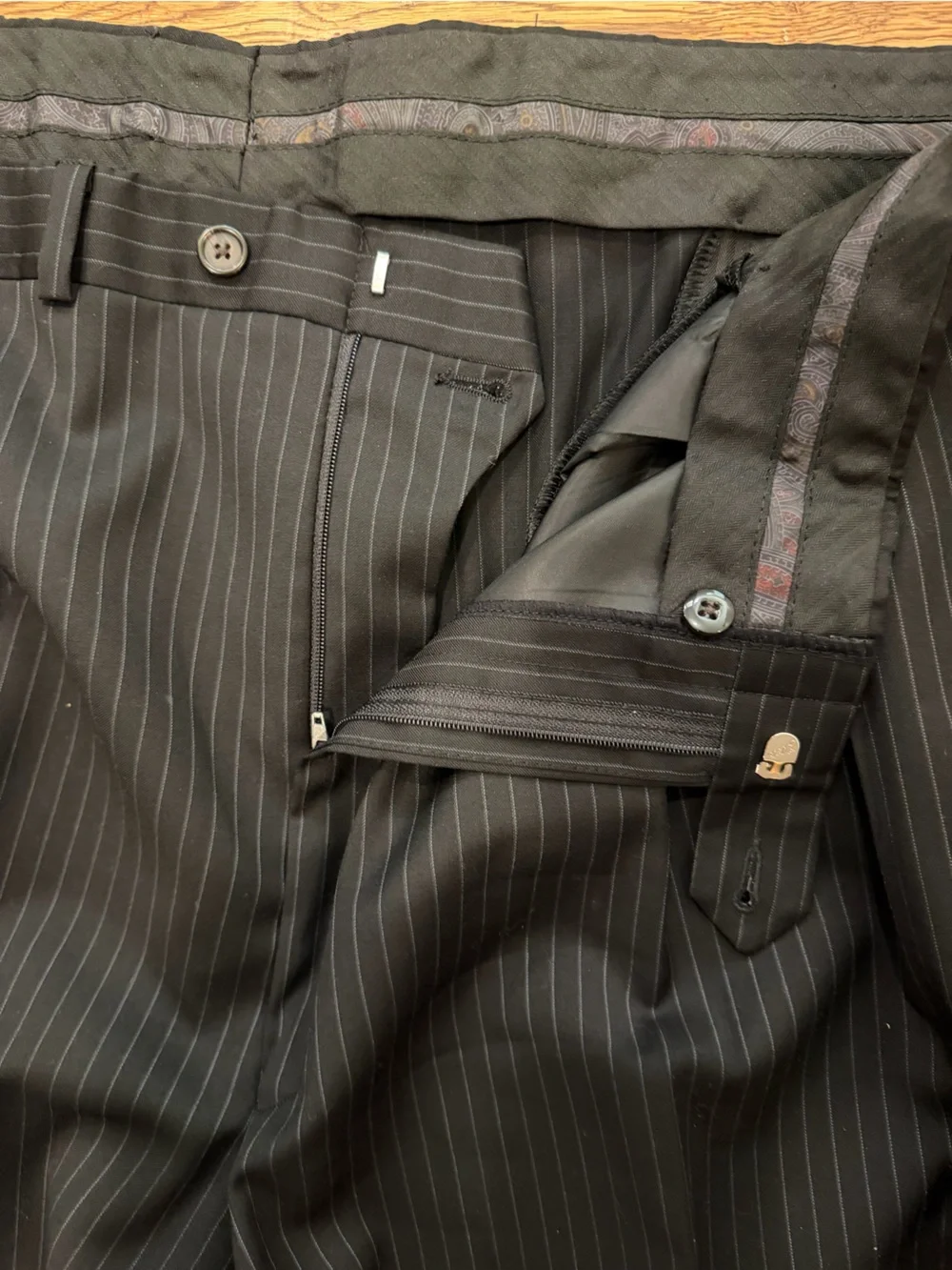 Vintage Ralph Lauren 100% Wool 2 Piece Single Breasted Brown Pinstripe Suit Set